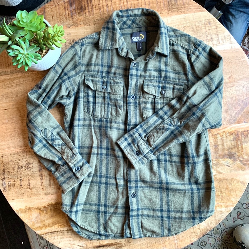 PURE STUFF Boys Plaid Flannel button Down shirt